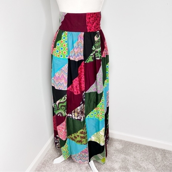 Vintage Dresses & Skirts - Vintage Hand Made Patchwork Quilt High Rise Maxi Skirt 4